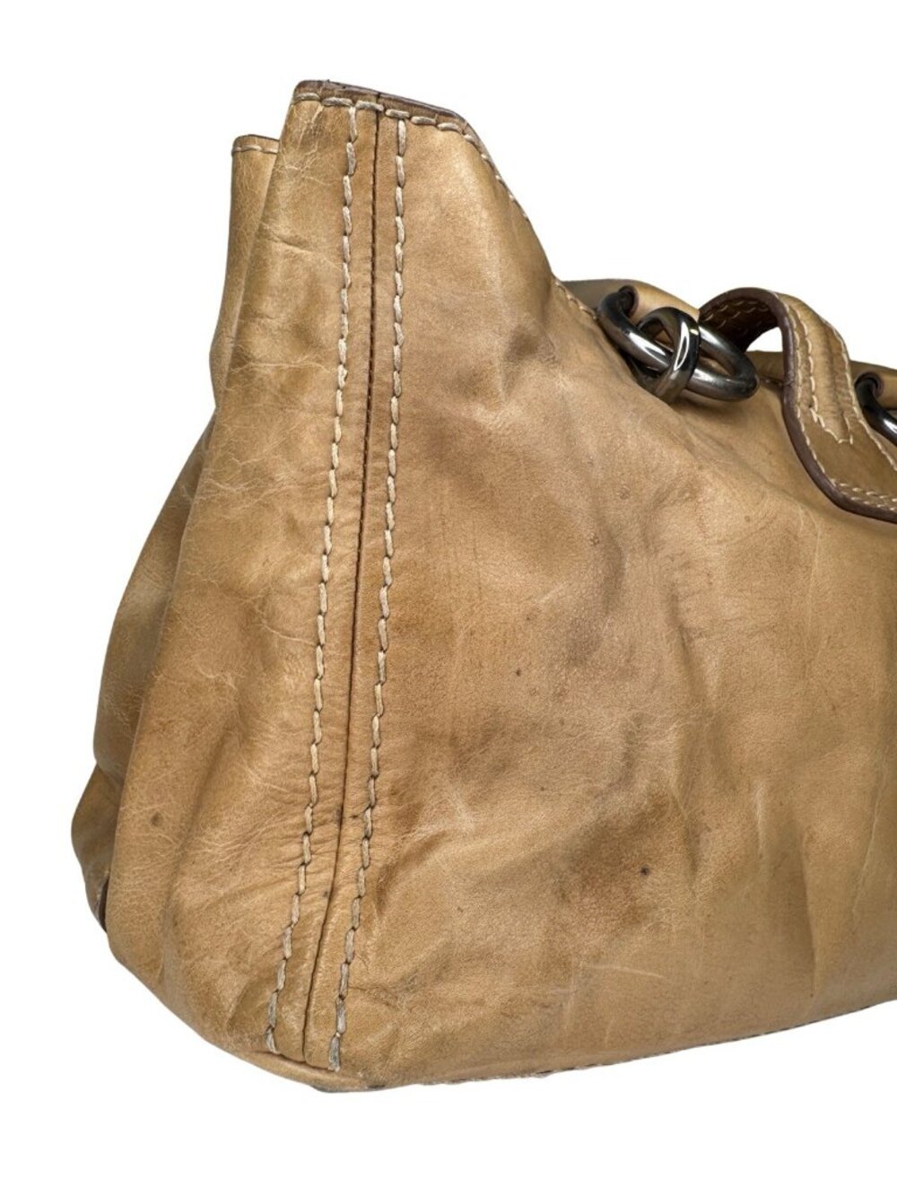 vintage Prada Vitello Shine Turn-Lock bag tan beige calf leather - Picture 8 of 16